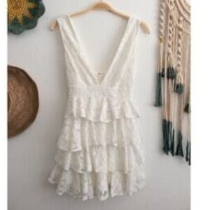 Saints & secrets white ruffle mini dress bridal